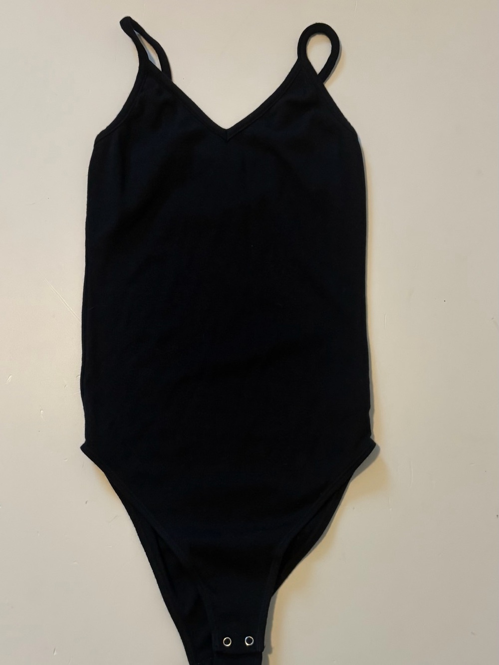 Agolde Black V-Neck Slim Strap Bodysuit